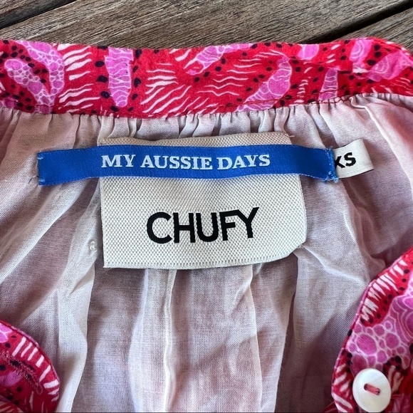 CHUFY My Aussie Days Ziggy Mini Dress Gunai Pink XS Cotton Silk Loose Fit GUC - Picture 14 of 16
